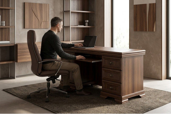 Tische Büro Handarbeit Vollholz Möbel Holz Büro Schreibtisch Klassischer Tisch