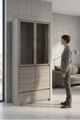 Esszimmer Holz Wohnzimmer Möbel Vitrine Kommode Vitrinen Glasschrank Schränke