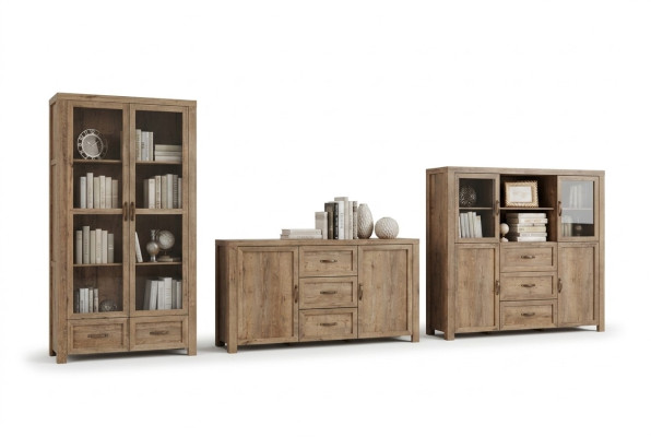 Wohnzimmermöbel Set Designer Wohnzimmer Bücherschrank Kommode Vitrine 3tlg. Neu