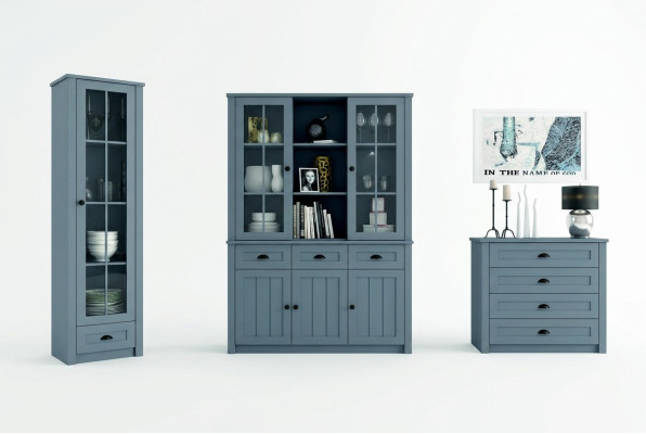 Wohnzimmer Set Vitrine Kommode Wohnwände Kommoden sideboard Schrank Tisch 4tlg