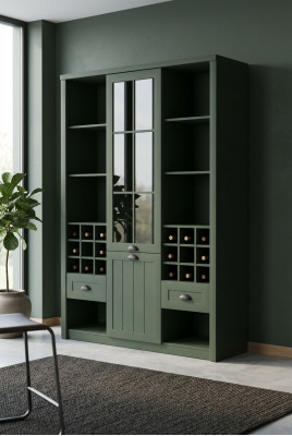 Wohnwand Schrank Möbel Regale Wohnzimmer Vitrine Glasschrank Regal Bücherschrank