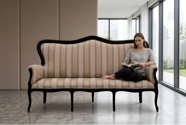Design Dreisitzer Couch Polster Sofa Art déco 3er Sofas Zimmer Möbel Braune Sitz