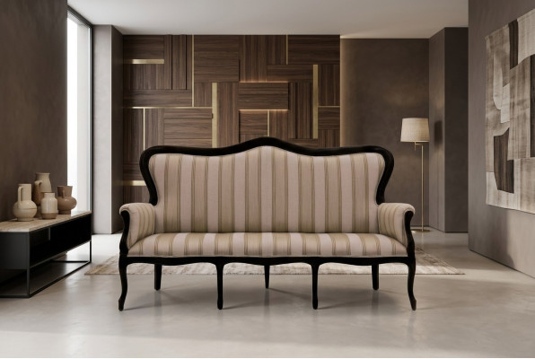 Design Dreisitzer Couch Polster Sofa Art déco 3er Sofas Zimmer Möbel Braune Sitz