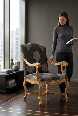 Wohnzimmer Esszimmer Lehnstuhl Polsterstuhl Armlehne Luxus Sessel Stuhl Stühle