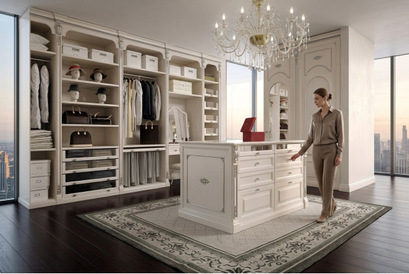 Begehbarer Kleider Schrank Luxus Klassische Garderobe Umkleide Maßanfertigung