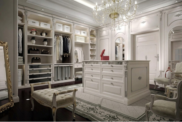 Begehbarer Kleider Schrank Luxus Klassische Garderobe Umkleide Maßanfertigung