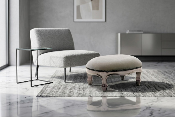 Hocker Polster Sitz Textil Relax Beistell Sofa Sitzbank Hocker R1 Designer Luxus