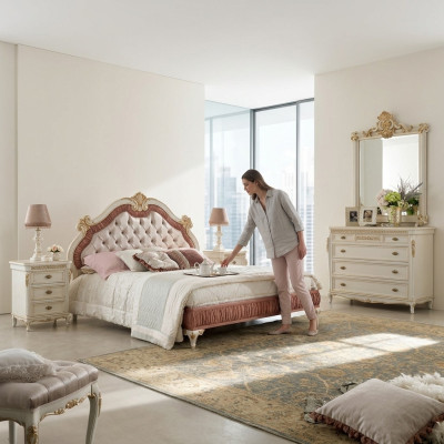Design Schlafzimmer 5 tlg Komplett Set Bett Nachttisch Kommode Italienische Sets