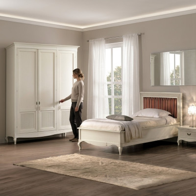 Möbel Neu Bett Nachttisch 3 tlg. Schlafzimmer Set Design Art déco Luxus Betten