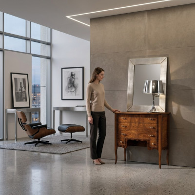 Set Kommode mit Spiegel Kommoden Wohnzimmer Holz Schrank Landhaus Stil Design