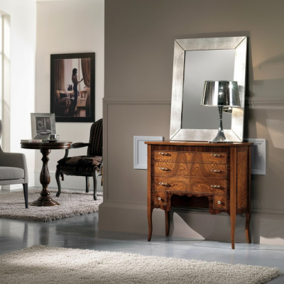 Set Kommode mit Spiegel Kommoden Wohnzimmer Holz Schrank Landhaus Stil Design