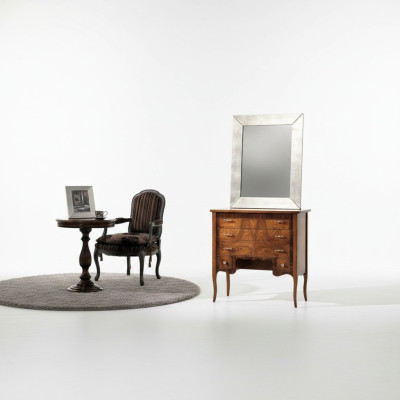 Set Kommode mit Spiegel Kommoden Wohnzimmer Holz Schrank Landhaus Stil Design