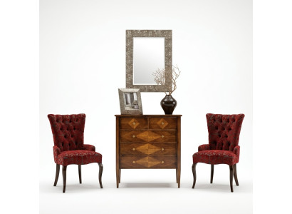 Set Kommode Spiegel Kommoden Holz Art déco Luxus Design Wohnzimmer Garnitur 4tlg