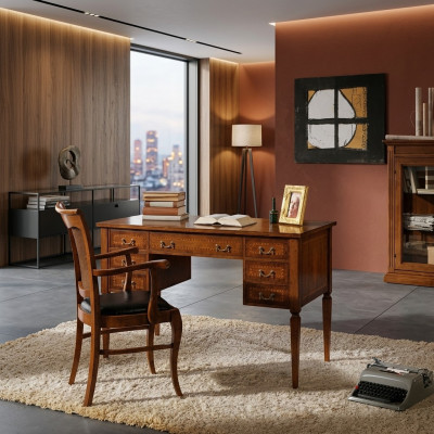 Schreibtisch Stuhl Holz Armlehnen Schreibtisch Büro Möbel Italienisches 2tlg Neu