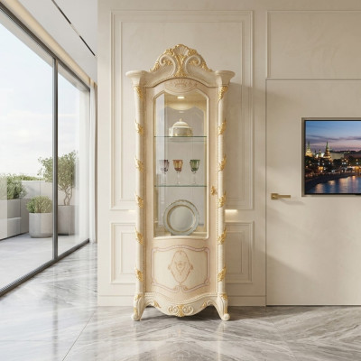 Schränke Anrichte Italienische Möbel Holz Vitrine Schrank Vitrinen Wohnzimmer