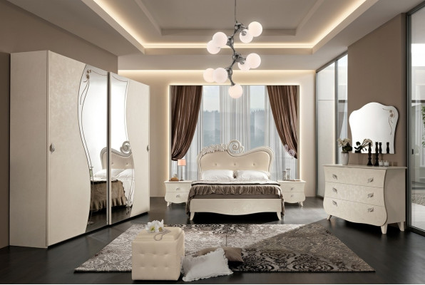 Design Schlafzimmer Komplett Set Nachttisch Kleiderschrank Barock Rokoko 6tlg.