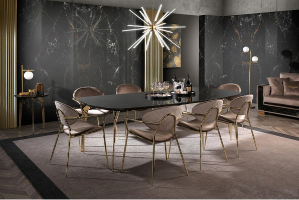 Möbel Einrichtung Gruppe Tisch + 6 Stuhl Set Esstisch Garnitur Esszimmer 7tlg.