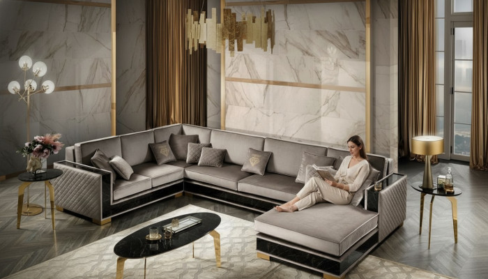 Wohnlandschaft Ecksofa U-Form Couch Sitz Polstersofa Sofas Möbel Sofa Italien