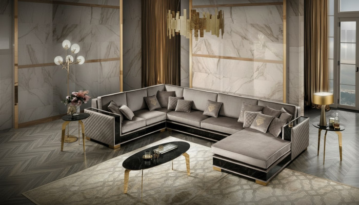 Wohnlandschaft Ecksofa U-Form Couch Sitz Polstersofa Sofas Möbel Sofa Italien