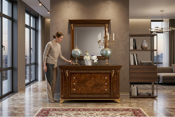 Schrank Schränke Massiv Kommoden Wohnzimmer Kommode Schubladen Holz Sideboard