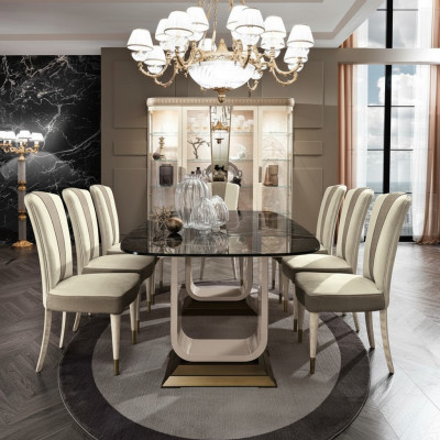 Tisch Esstisch Holz Esszimmer Garnitur 6x Stuhl Set Stühle Lehn Gruppe Italien