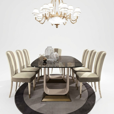 Esszimmer Set Garnitur 6x Stühle Esstisch Gruppe Essgruppe Vitrinen Tisch 7tlg