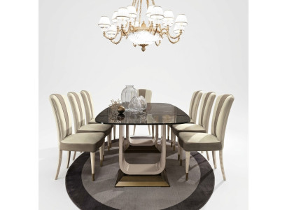 Esszimmer Set Garnitur 6x Stühle Esstisch Gruppe Essgruppe Vitrinen Tisch 7tlg