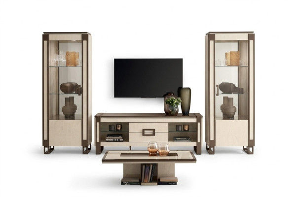 Design Wohnwand Sideboard 2x Vitrine rtv Lowboard Anrichte 3 tlg. Set wohnwände