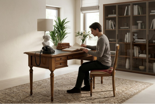 Schreibtisch Sekretär Italienische Möbel Tisch Stuhl Set Büro 2tlg Schreibtische