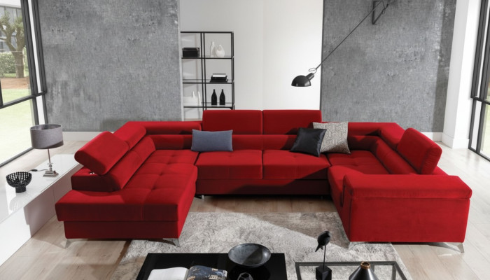 Ecksofa U-Form Sofa Couch Design Polster Schlafsofa Bettfunktion Wohnlandschaft