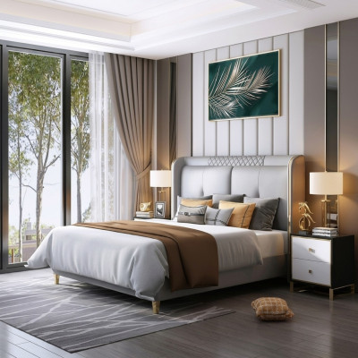 Luxus Schlafzimmer Bett Polster Design Doppel Hotel Ehe Luxus Betten