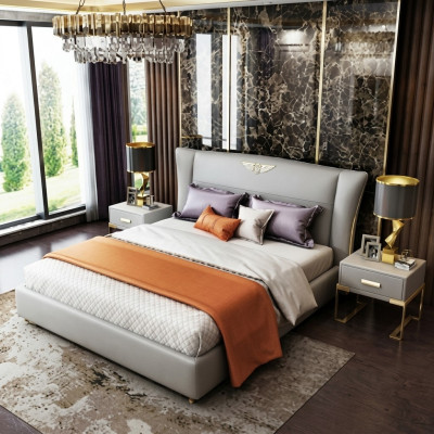 Luxus Schlafzimmer Designer Doppelbett Bett Hotel 180/200x200cm Leder