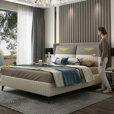 Designer Doppelbett Bett Hotel Luxus Schlafzimmer 150/180x200cm Leder Neu