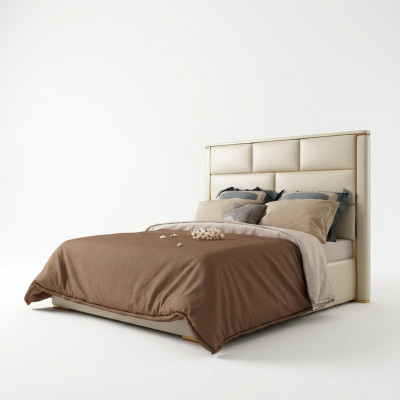 Designer Doppel Bett Hotel Luxus Schlafzimmer 180x200cm Leder Metall