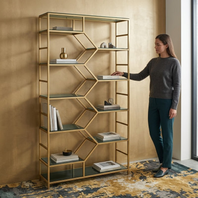 Metall Regal Trennwand Designer Luxus Regale Gold Schrank 3tlg