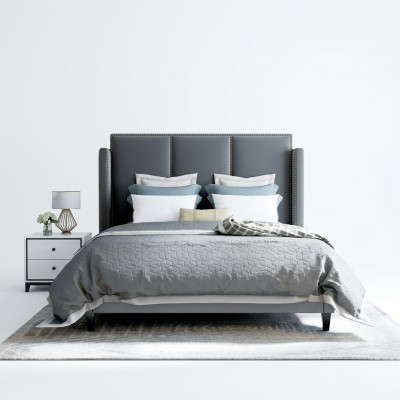 Luxus Leder Bett Metall Gold Design Betten Polster Hotel 180x200cm