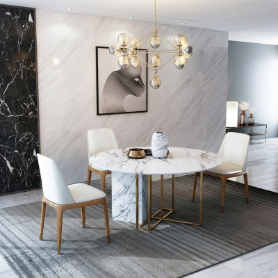 Design Esstisch Holz mit Edelstahl Elementen Deko Tische Esszimmer Möbel