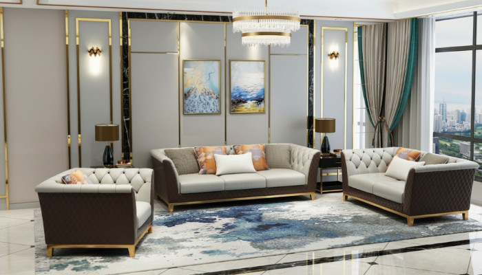 Sofa Couch Garnitur Sitz Polster Komplett Set 3+2+1 Sofas Design Chesterfield