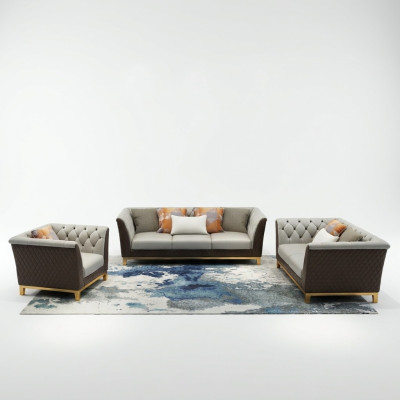 Sofa Couch Garnitur Sitz Polster Komplett Set 3+2+1 Sofas Design Chesterfield