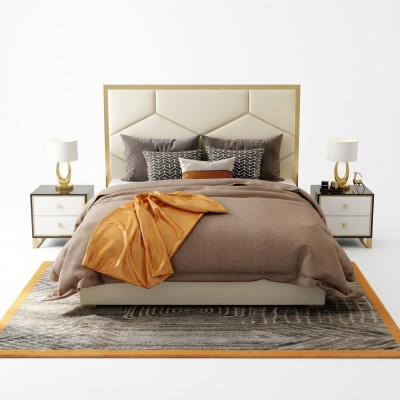 Bett Deko Polster Design Luxus Doppel Hotel Betten Schlaf Zimmer Leder