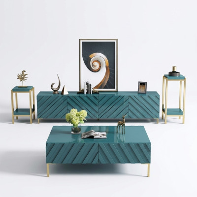 Sideboard 2x Seitenstaender Couchtisch Designer Wohn Zimmer Metall