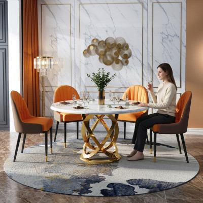 Hochwertige Wohnzimmer Rund Tische - Runde Designer Edelstahl Tisch