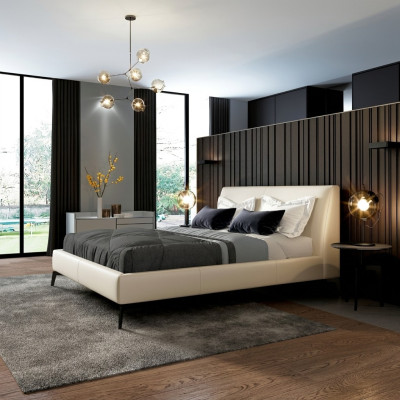 Doppelbett Betten Design Bett Leder Polster Schlafzimmer Ehe Italienische