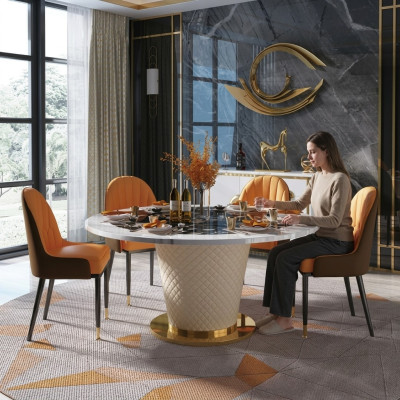 Luxus Esstisch Runde Esstische Drehbarer Wohn Esszimmer Rund Tisch