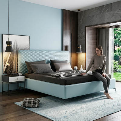 Doppelbett Lederbett Betten Bett Leder Polster Schlafzimmer Ehe