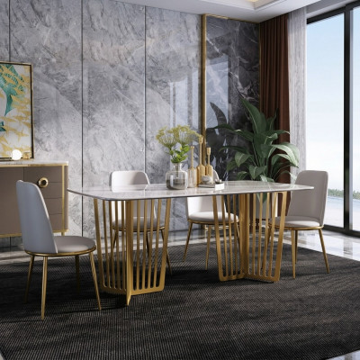 Komplett Set Esstisch + 4 Stühle Esszimmer Set Ess Deko Gruppe Holz Tisch