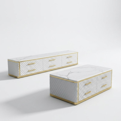 Sideboard TV Lowboard RTV XL Schrank Couchtisch Wohnzimmer Marmor