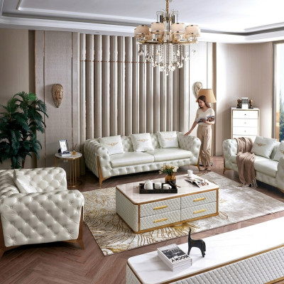 Luxus Chesterfield Sofagarnitur 3+2+1 Sitzer Möbel Couch