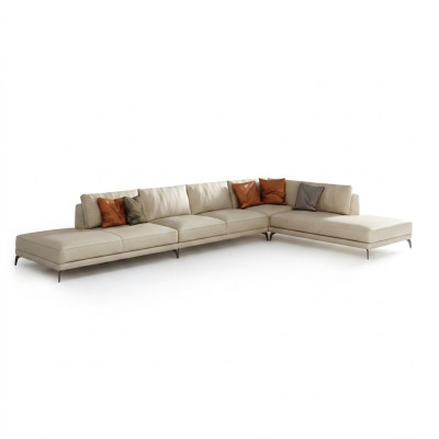 Wohnlandschaft L-Form Ecksofa Couch Design Polster Leder Garnitur Sofa