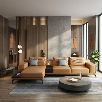 Wohnlandschaft L-Form Ecksofa Couch Design Leder Polster Garnitur Sofa